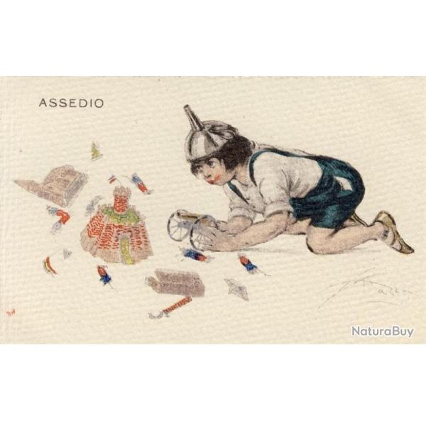 CPA Illustrateur HAZZA C. Enfant Guerre Militaria Italia