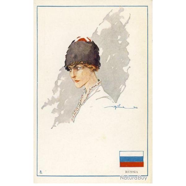 CPA Illustrateur GOLIA Femme Mode Russia Russe Guerre