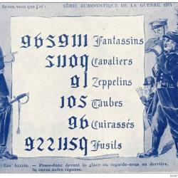 Carte postale illustrateur Les alli&eacute;s S&eacute;rie humoristique Guerre 1914-18