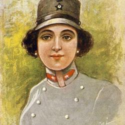 Illustrateur BUZZINI Femme Soldat Italie Uniforme Guerre