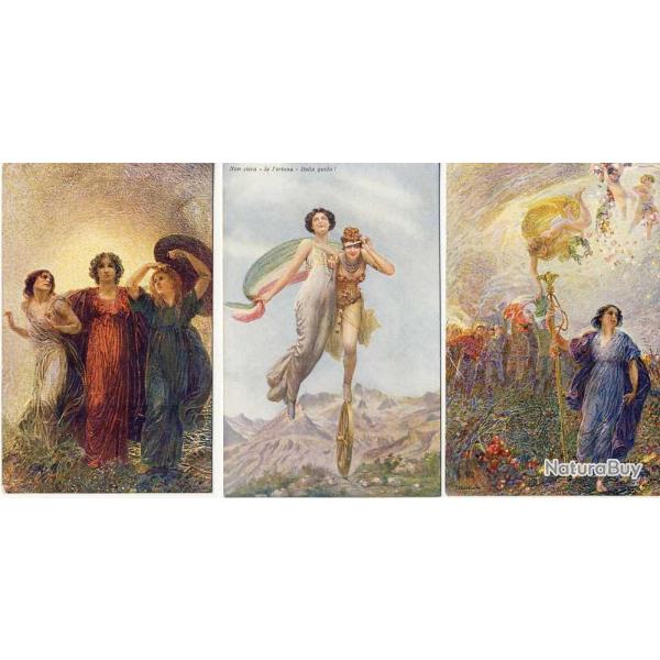 Illustrateur (Italien) Femme Amore Guerre 1914-18