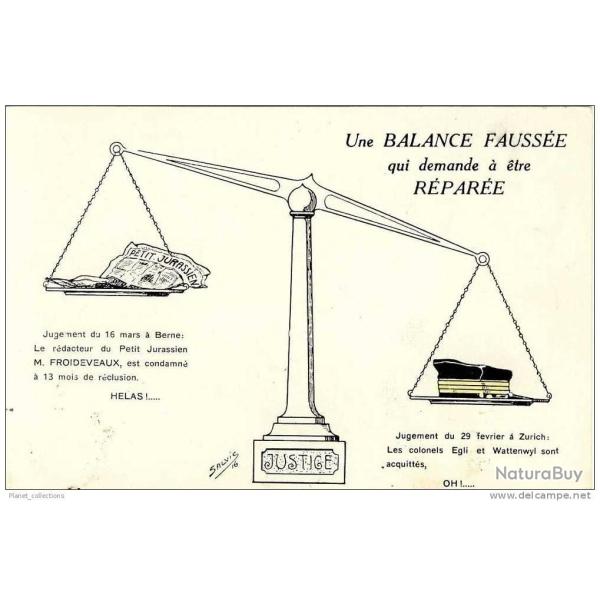 Illustrateur SALVIC Justice Balance fauss�e Suisse Guerre