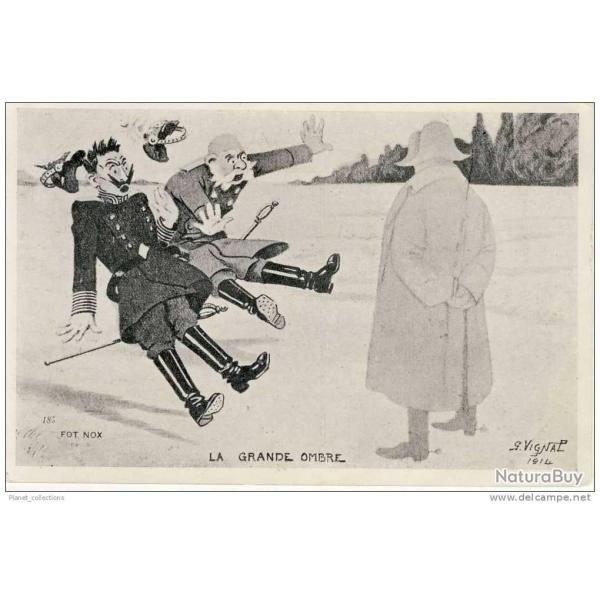 Illustrateur VIGNAL S. La grande ombre Satire Guerre