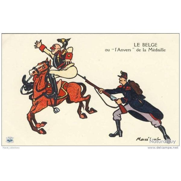 CPA illustr�e MASS�BOEUF Caraicature Belge Guerre