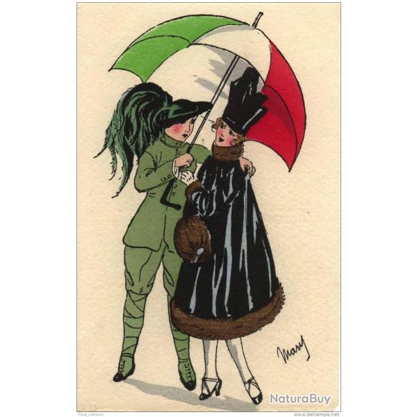 CPA illustr�e MARY - Soldat Militaire Femme Mode Italie