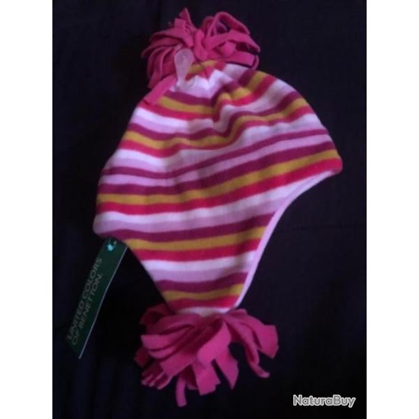 1 bonnet enfant 12 / 18 mois rose pompon  benetton