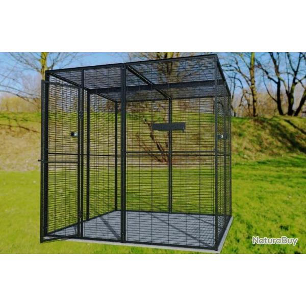 Volire panoramique 2x2x2 m toit maille cage perroquet volire exterieure ara cielterre-commerce