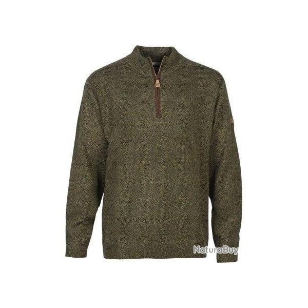 Pull de chasse col zipp� kaki broderie Percussion