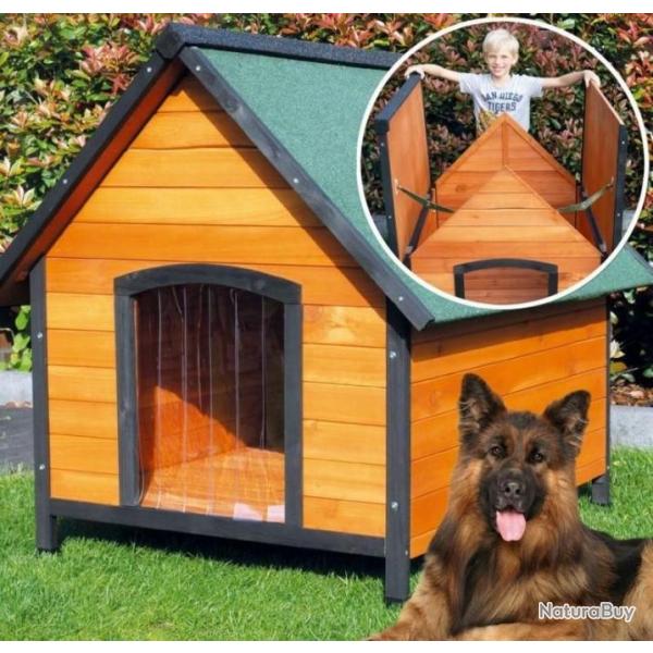 Niche XXL abri chien grande niche ext�rieure niche en bois niche toit ouvrant cielterre-commerce