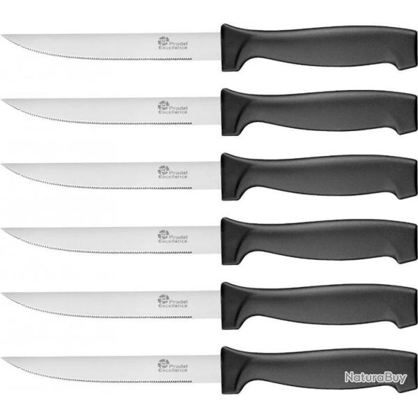 Pradel Excellence - 7030-6N - Lot de 6 Couteaux � Steak, Manche Noir