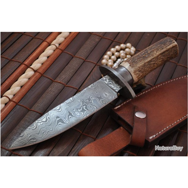DAMAS CHASSE COUTEAU  Manche en bois de cerf Am�ricain & BOWIE (3)