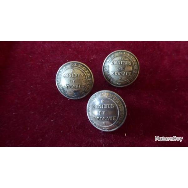3 BOUTONS OMNIBUS DE BORDEAUX