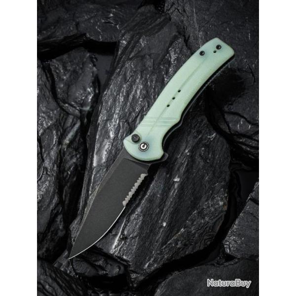 Couteau CIVIVI Cogent Jade Button Lock Manche G10 Lame Acier 14C28N Part Serr IKBS Clip CIVC20038E3