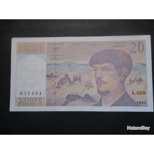 Billet de banque Vingt Francs DEBUSSY (1990)