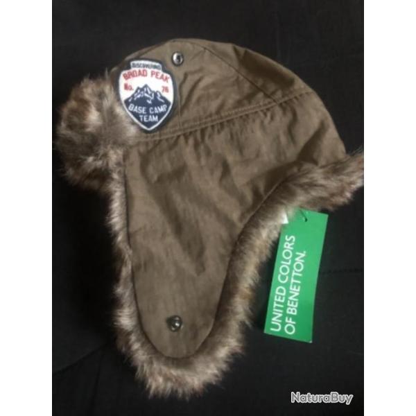 1 bonnet enfant 18 / 24 mois marron fourrure benetton