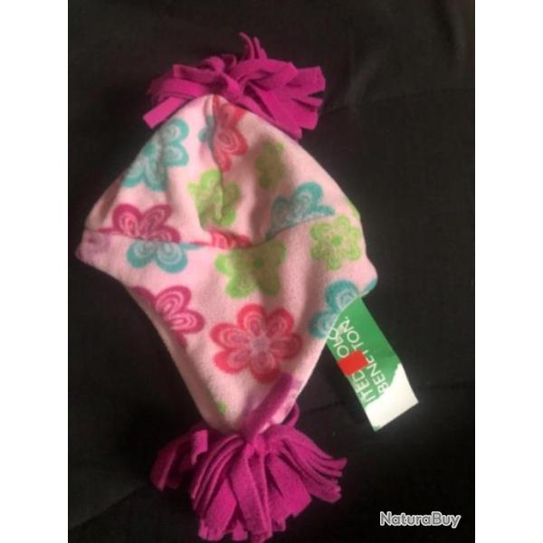1 bonnet enfant 9 / 12 mois rose pompon benetton