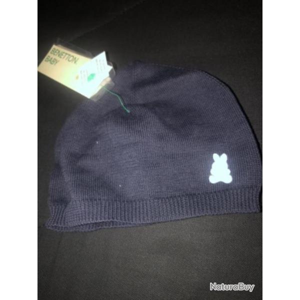 1 bonnet enfant 6 / 9 mois bleu lapin   benetton