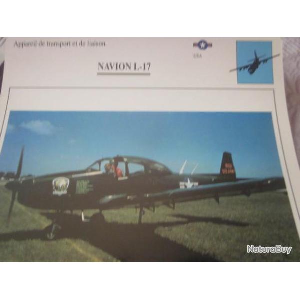 FICHE  AVIATION  TYPE TRANSPORT ET DE LIAISON  /  NAVION  L  17   USA