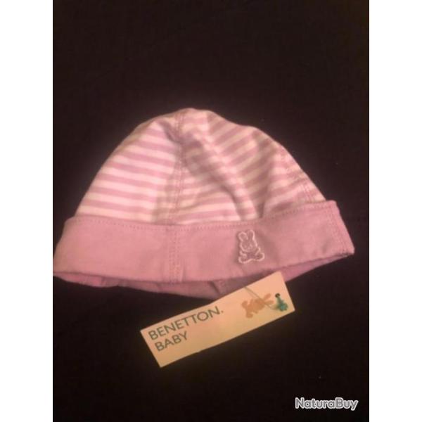 1 bonnet enfant 3 / 6 mois violet benetton