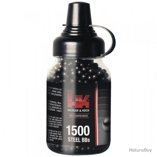 Bouteille de 1500 billes acier noires Cal 4,5 mm