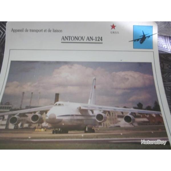 FICHE  AVIATION  TYPE TRANSPORT ET DE LIAISON  / ANTONOV AN 124  URSS