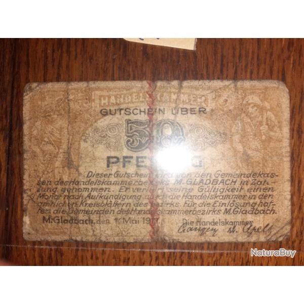 Billet de n�cessit� allemand . 50 Pfennig 1917 en b+