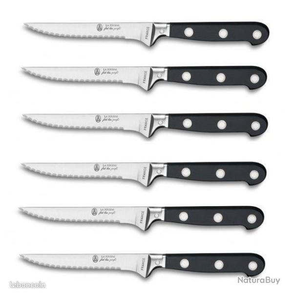 LOT 6 COUTEAUX LA FOURMI ABS NOIR STEACK microdente  LUXE 3 RIVETS REF 205315