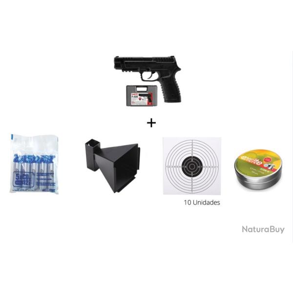 Pack Pistolet Gamo P-430 + plombs + Cazabalines + 5 capsule co2 + 10 Cibles