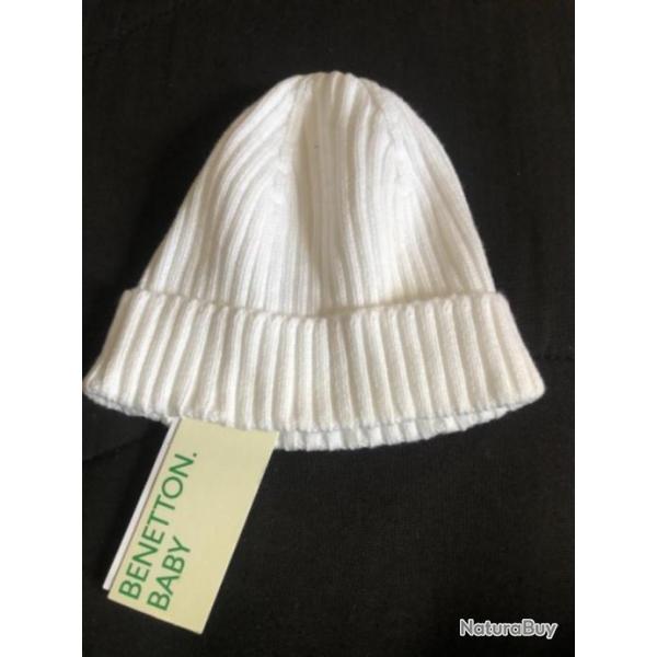 1 bonnet enfant 1 / 3 mois blanc 56 cm benetton