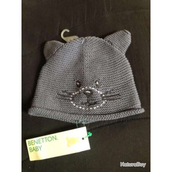 1 bonnet enfant 1 / 3 mois gris benetton
