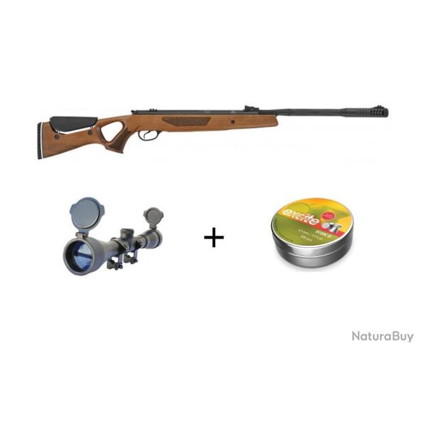 Pack  Hatsan Carabine Mod�le 65 Calibre 4.5 mm, 19,9 Joules + Lunette 4 x 32 + H&N Pellets