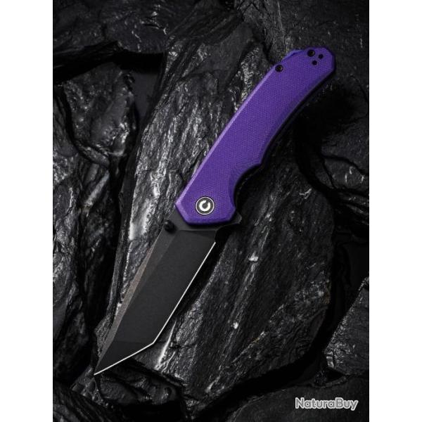 Couteau CIVIVI Brazen Purple Lame Tanto Acier 14C28N Manche G10 Linerlock Clip IKBS CIVC2023D