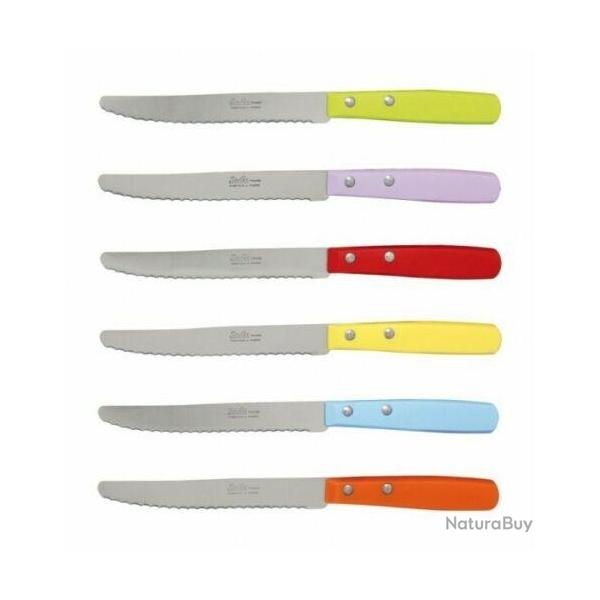Lot DE 6 Couteau a STEACK Cuisine SAUFAX Couleur Table MICRODENT Bout Rond