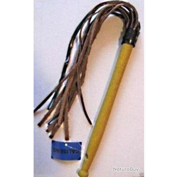 MARTINET MANCHE EN BOIS 12 LANIERE EN SIMILI CUIR FOUET