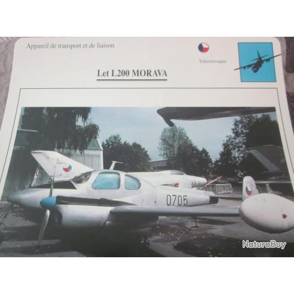 FICHE  AVIATION  TYPE TRANSPORT ET DE LIAISON  /  LET  L200 MORAVA  TCHECOSLOVAQUIE