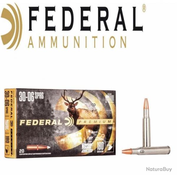 BALLES FEDERAL NOSLER ACCUBOND VITAL SHOK 30-06 SPRG 180 GRAINS PAR 20