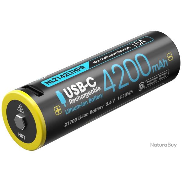 Nitecore Batterie 21700 Li-ion (4200mah) USB-C - Basse temprature