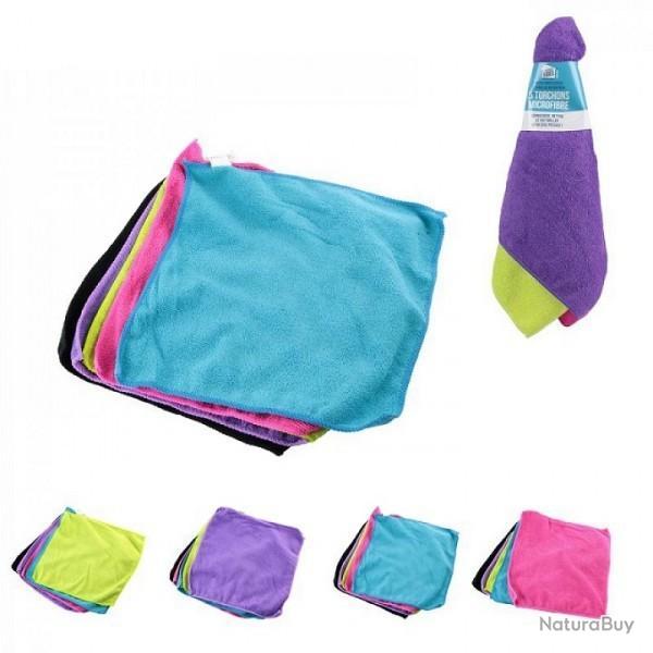 Chiffon microfibre LOT DE 5 Serpillere micro fibres 30 cm x 30 cm lingettes