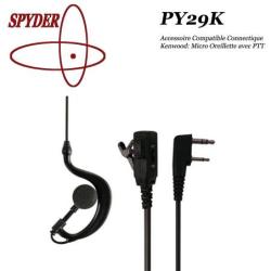 SPYDER / JETFON Micro Oreillette compatible pour radios talkie walkie de chasse &agrave; connectique KENWOO