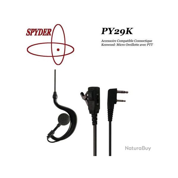 SPYDER / JETFON Micro Oreillette compatible pour radios talkie walkie de chasse  connectique KENWOO