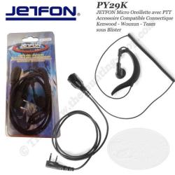 SPYDER / JETFON Micro Oreillette compatible pour radios talkie walkie de chasse &agrave; connectique KENWOO