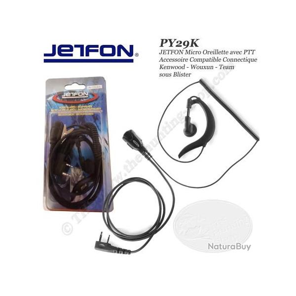 SPYDER / JETFON Micro Oreillette compatible pour radios talkie walkie de chasse � connectique KENWOO