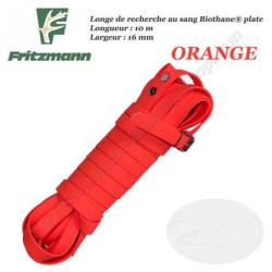 FRITZMANN Longe de recherche au sang Biothane PLATE Orange, Jaune ou Mixte 10 m&egrave;tres Orange