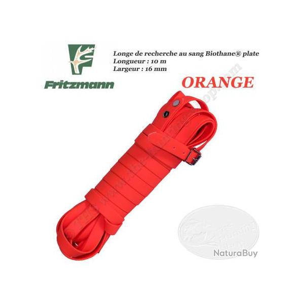 FRITZMANN Longe de recherche au sang Biothane PLATE Orange, Jaune ou Mixte 10 m�tres Orange