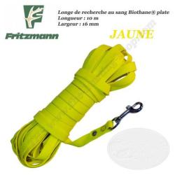 FRITZMANN Longe de recherche au sang Biothane PLATE Orange, Jaune ou Mixte 10 m&egrave;tres Jaune