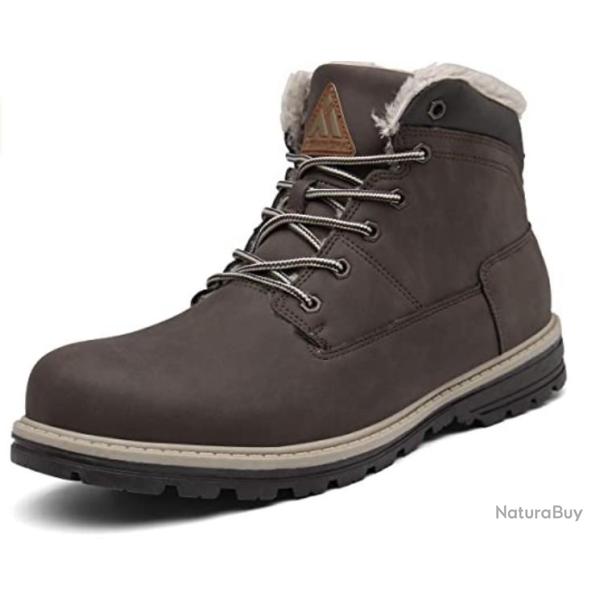 TOP ENCHERE - Chaussures imperm�ables en cuir marron fonc� pour homme - Livraison gratuite et rapide