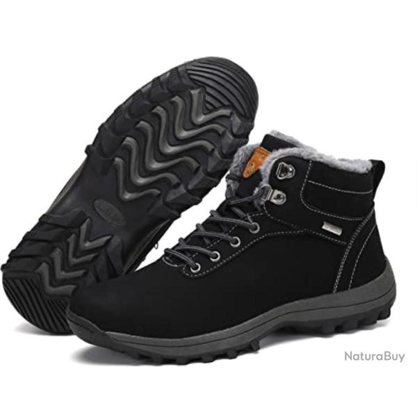 TOP ENCHERE - Chaussures de montagne imperm�able en cuir noir - Livraison gratuite et rapide
