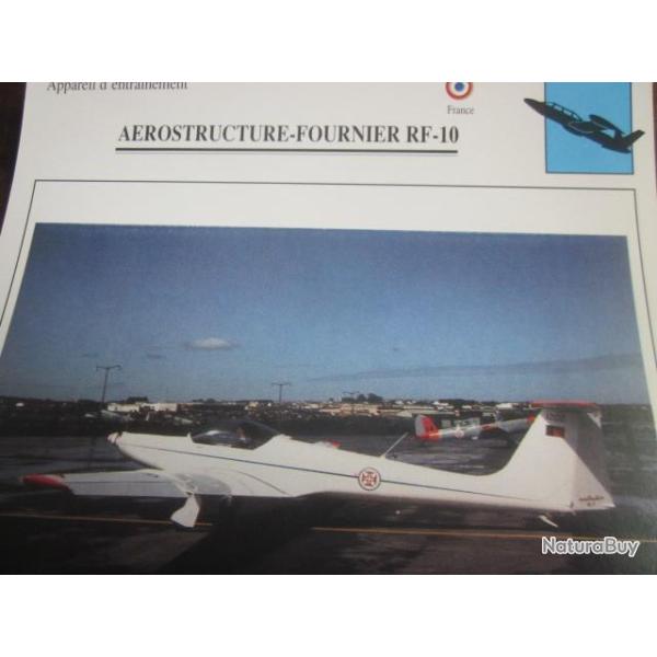 FICHE  AVIATION  TYPE  APPAREIL D ENTRAINEMENT   / AEROSTRUCTURE FOURNIER RF 10   FRANCE