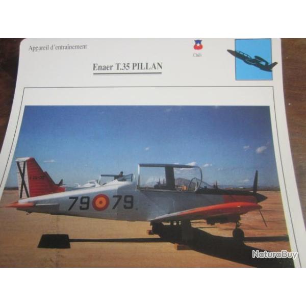 FICHE  AVIATION  TYPE  APPAREIL D ENTRAINEMENT   / ENAER T 35 PILLAN  CHILI