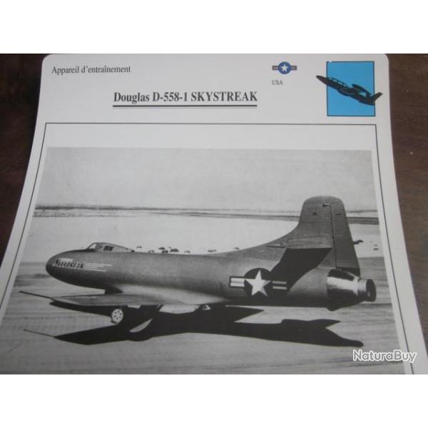 FICHE  AVIATION  TYPE  APPAREIL D ENTRAINEMENT   / DOUGLAS D 558 1 SKYSTREAK  USA